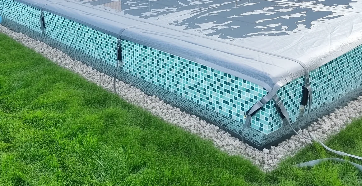 Покрывало для бассейна под снегом — защита зимой в Первоуральске